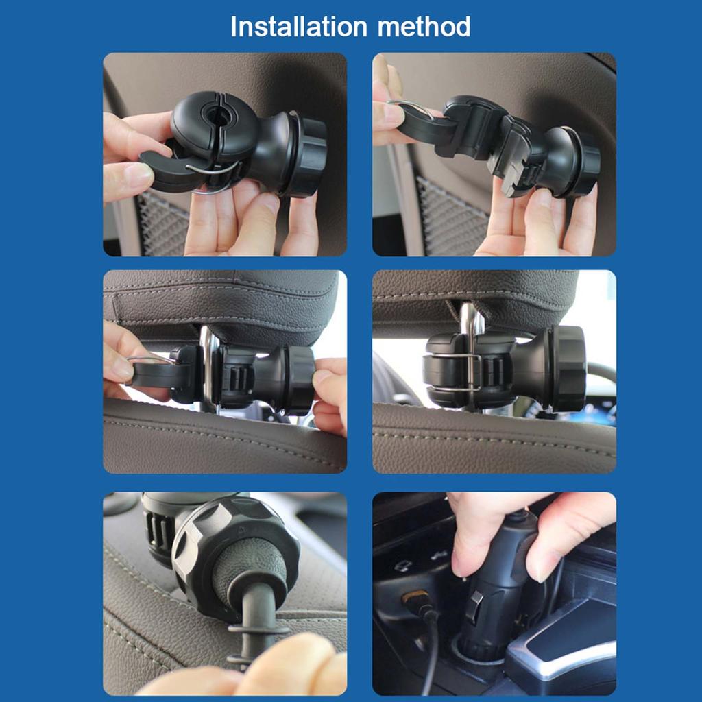 Car Electric Fan Automotive General RearSeat Back Fan Speed Adjustable Fan for Car In Car Cooling Fan 360 Degree