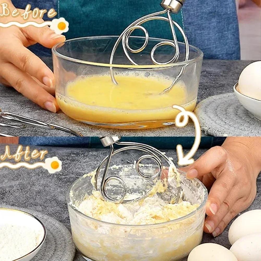 New Dough Whisk Bread Mixer Stainless Steel Cake Pastry Flours Dough Blenders with Hanging Hole Kitchen Baking Blender Tools