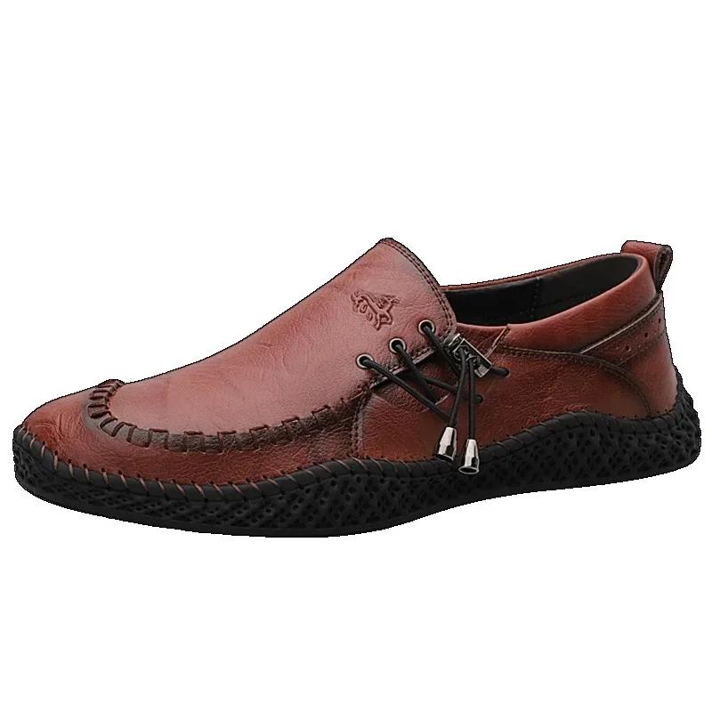 

Легкая модная удобная мужская кожаная повседневная обувь дышащая водостойкая кожа для мужчин повседневная обувь на плоской подошве US 5(EUR 38) кларет