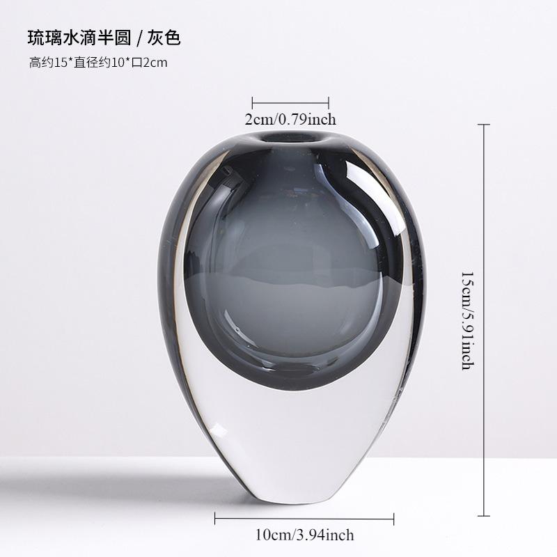 

Handmade Glass Ornament Glass Vase Transparent Hydroponic Flower Pots Desk Decoration Flower Arrangement Floral Vases Home Decor сірий