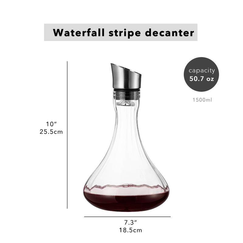 Wine Decanter, Wine Aerator with Built-in-Aerator Stainless Steel Filter, Hand Blown Lead-free Crystal Glass Wine Decanters