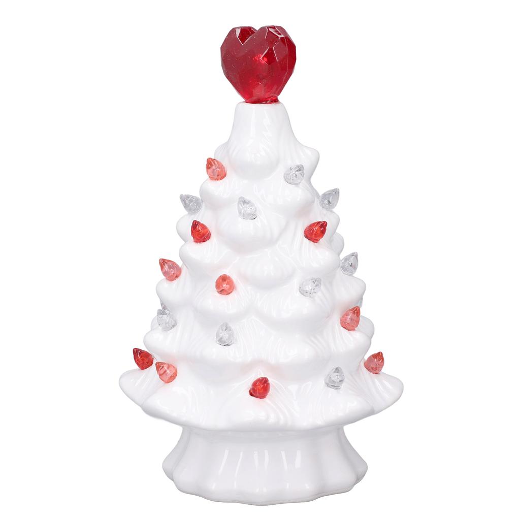 White Ceramic Tree LED Light Up Tabletop Tree Heart Topper Vintage Retro Centerpiece for Holiday Par