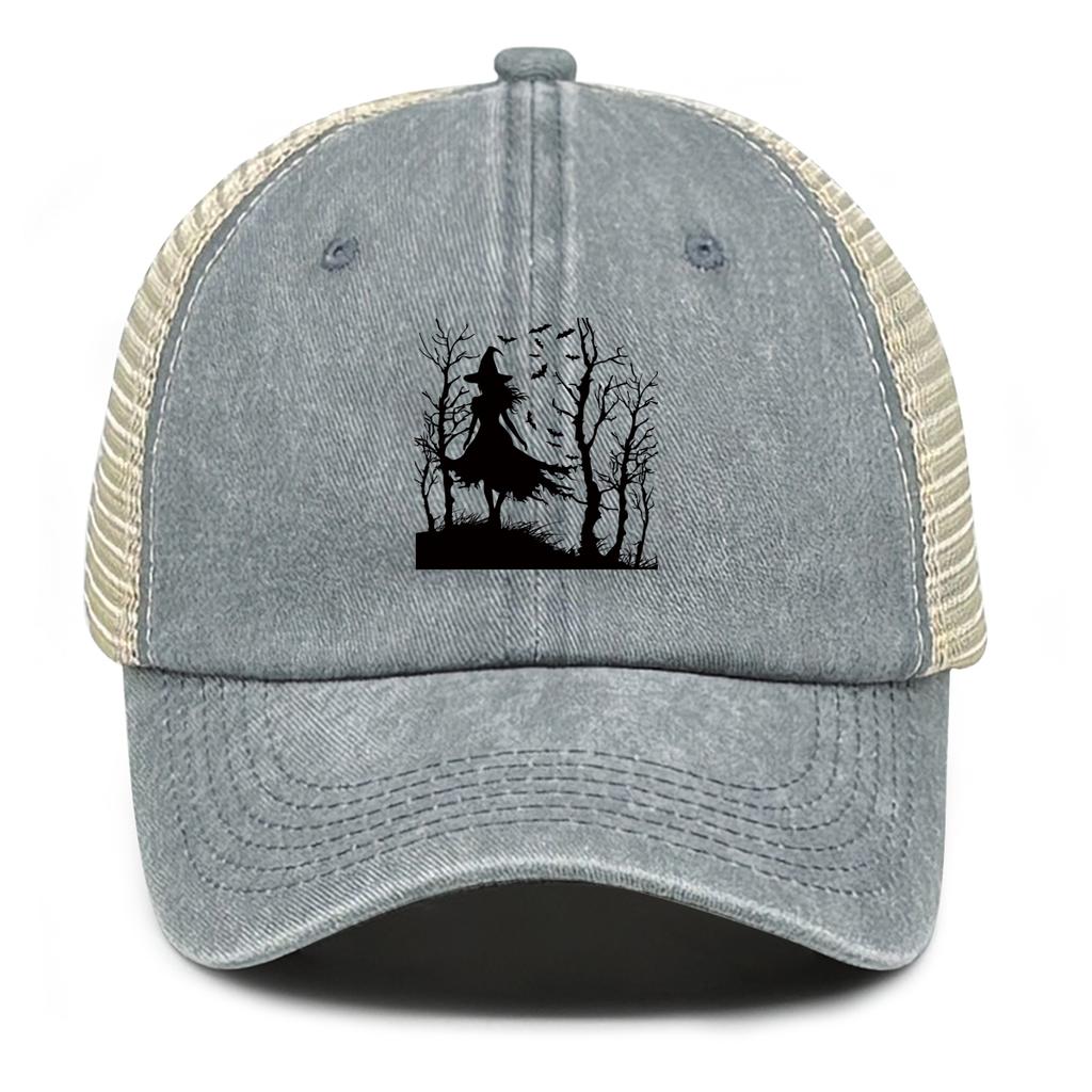 Black Grim Reaper And Tree Printed Baseball Cap Adjustable Mesh Unisex Fashion Hat For Women Unisex Street Style Travel Sports