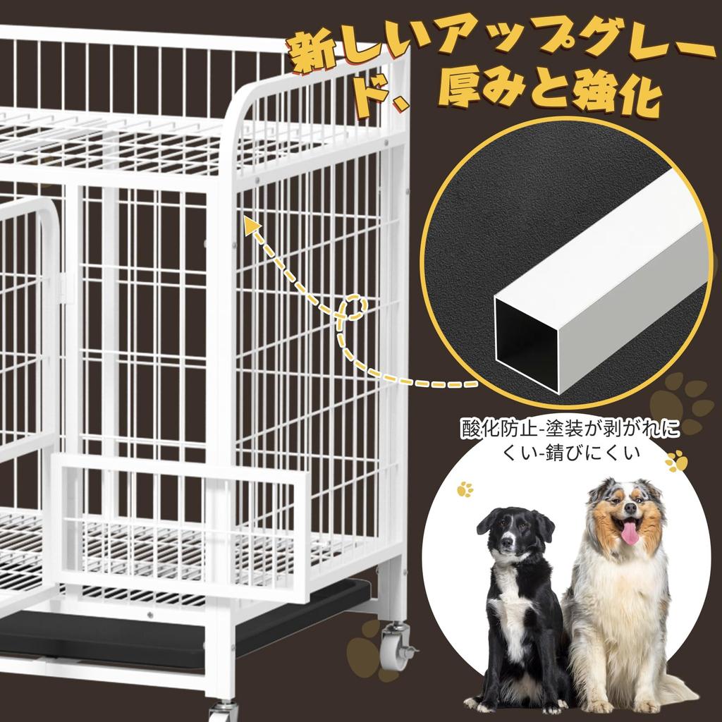Areden Dog Cage with Roof (Pet Circle) Foldable, Escape Prevention, Indoor and Outdoor Use, Rust Prevention, Multifunctional, Tray Included