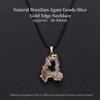 Natural Brazilian Agate Geode Slice Necklace Gold Silver Plated Edge Raw Geode Pendant With Wax Cord Bulk  Jewelry