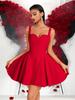 Elegant Red Open-Back Strappy Dress - Yuan Style for Parties & Evening Events