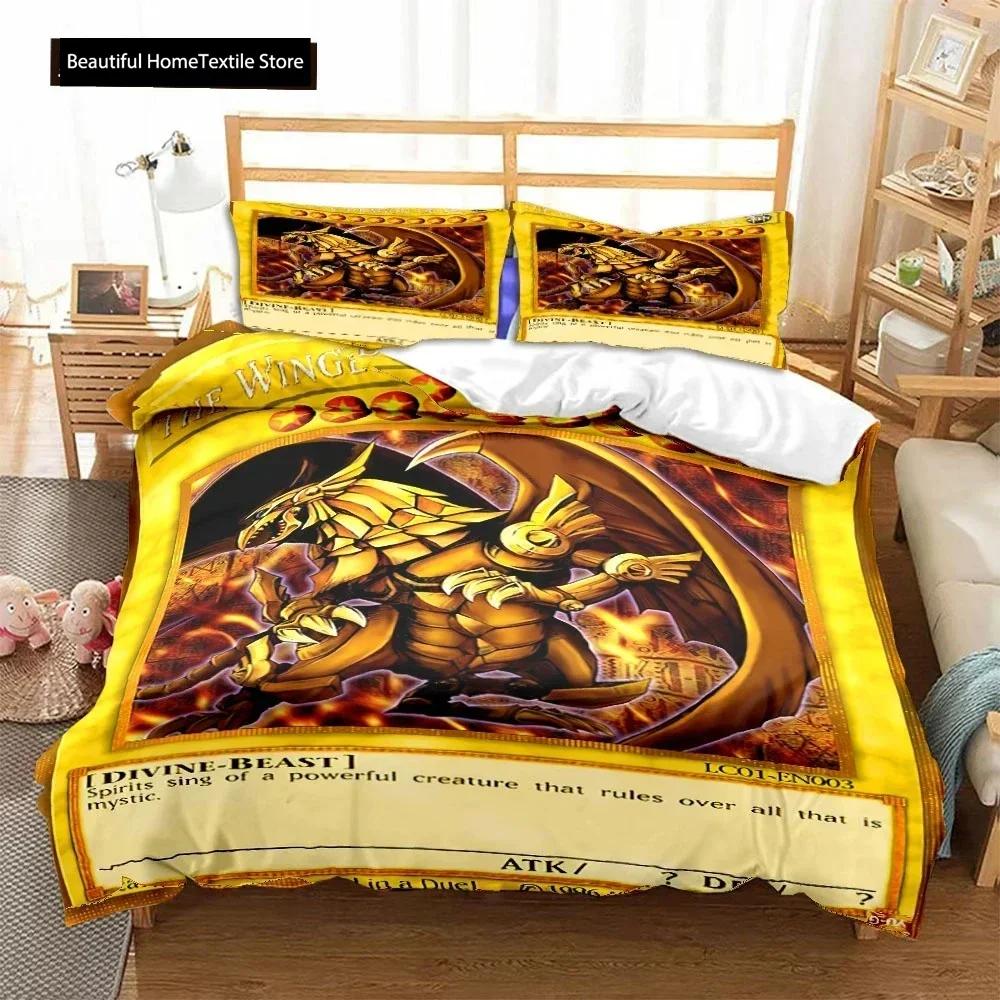 Luxury New 3D Print Anime Yu Gi Oh Card Duvet Cover Set Blue Eyes White Dragon Cartoon Bedding Sets King Size Cover Sets