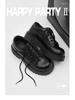 Men's British Style Height Increasing Derby Shoes - Black Leather, Thick Sole, Casual or Wedding Wear