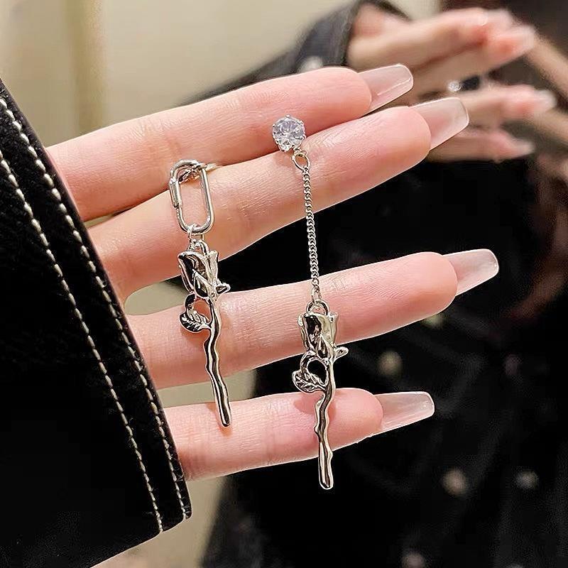 French Rose Stud Silver Earrings: Niche Design for Sophisticated Women
