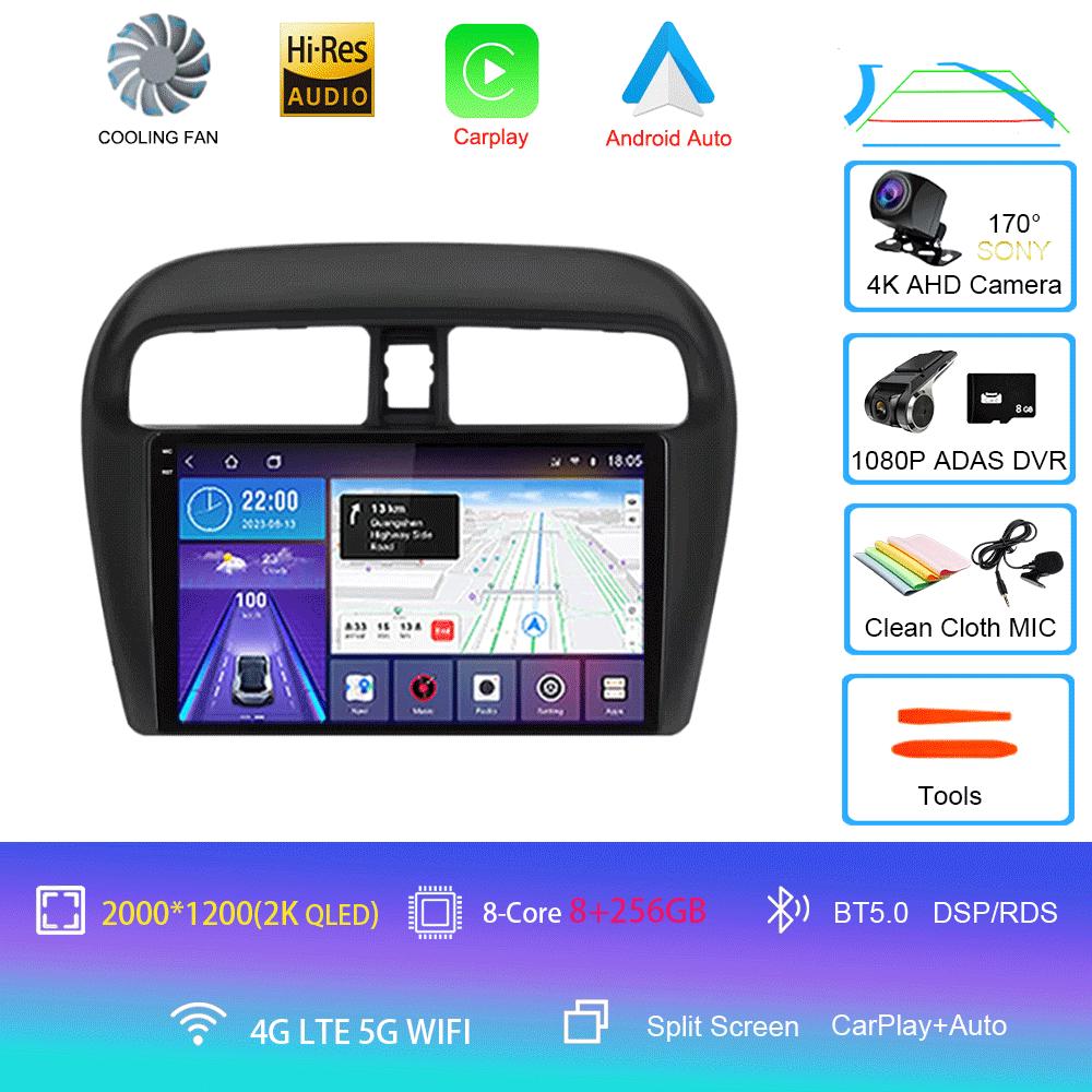 Android14 Car Radio For Mitsubishi Mirage Attrage 2012 - 2018 Multimedia Video Player Stereo GPS Navigation 5G WIFI DSP Carplay