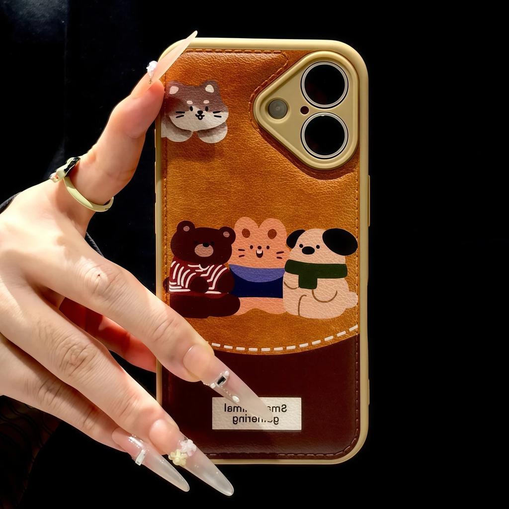 Cute Three Animals for Apple iPhone17Promax Mobile Phone Case 16 Candy Air Cushion 15 Women 14 All-inclusive