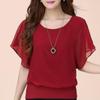 Fashionable Women's Short Sleeve T-shirt Oversized Women's Clothing Slim Bat Sleeved Chiffon Shirt Loose Top