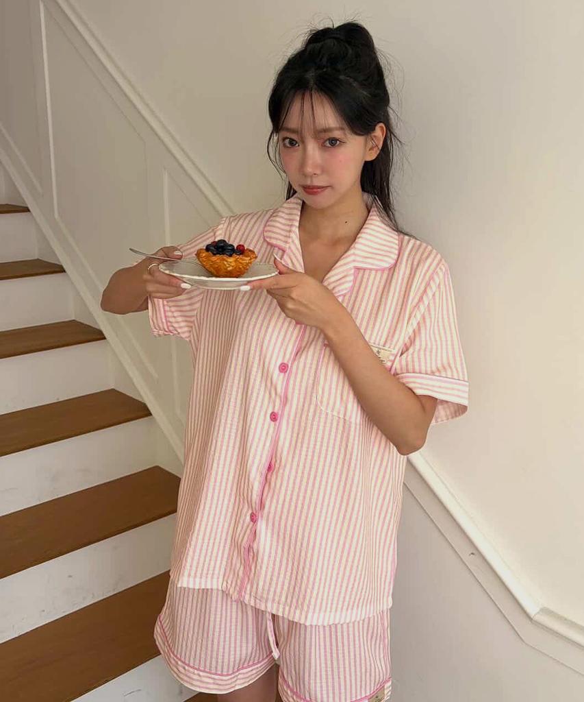 Pingkeujon [Set] 26Ss Unisex Short-Sleeve Pajama Set (Top & Bottom) Collection Of 27 Types At A Uniform Price