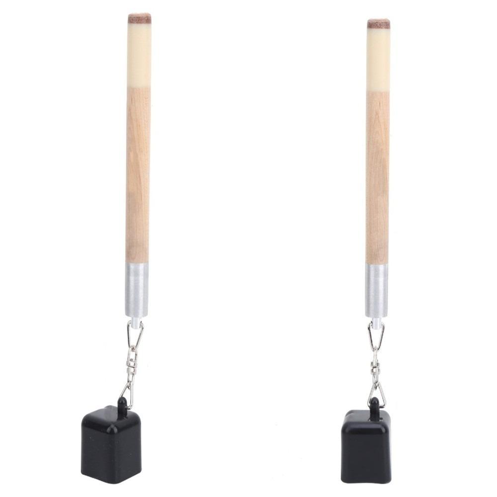 2pcs Wood Grain Handle Billiard Chalk Holder Cap with Chain Pool Cue Tool Snooker Practice