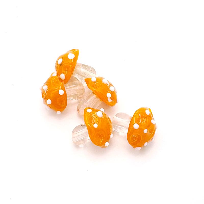 Red Umbrella Poisonous Mushroom Glass Beads for DIY Jewelry: Handmade Lampwork Beading Materials for Bracelets and Necklaces.
