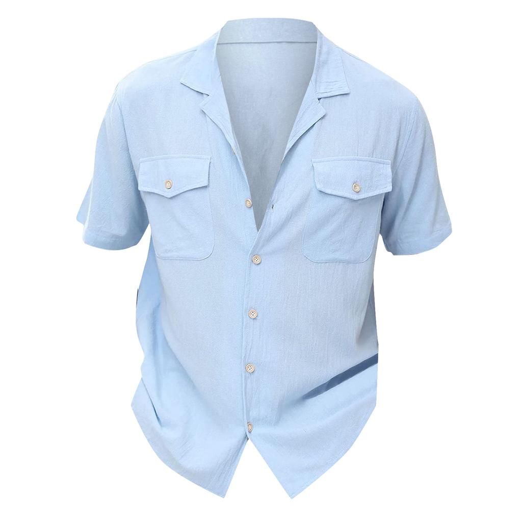 Men'S Casual Lapel Beach Holiday Wear Fashion Shirt Short-Sleeved Shirt