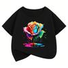 Colorful Flower Design Floral Gothic T Shirts Fashion Kids Children's T-shirt Boys Girls Summer Spring Casual Top Tee Shirt