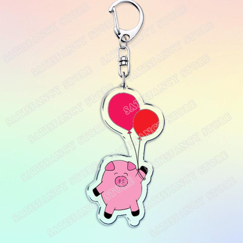 Cute Cartoon Flying Pigs with Balloons Keychain for Accessories Lovely Animals Keyring Jewelry Fans Friends Gifts