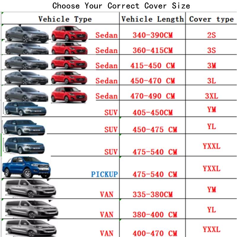 Universal 3 Layer Car Cover Waterproof All Weather UV Protection Windproof Outdoor Full Car Cover Fit Hatchback Sedan SUV MPV