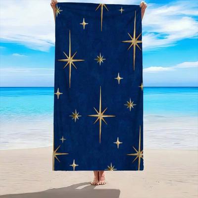Elegant Gorgeous Star Beach Towel | Ultra-Absorbent, Quick-Dry, Polyester Blend, Ideal for Beach, Pool, Bathroom, Yoga, Fitness