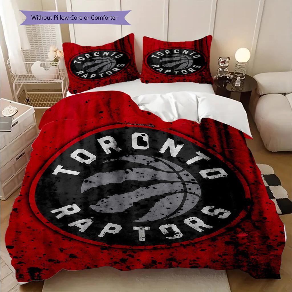 Toronto Raptors Bold Black Emblem Bedding(1 * Duvet Cover + 2 * Pillowcase, Without core)Soft and Comfortable Duvet Cover and Pillowcase Bedding Set