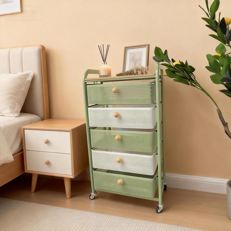 Multi-layer Mobile Storage Trolley with Drawers for Kitchen, Bedroom, or Living Room