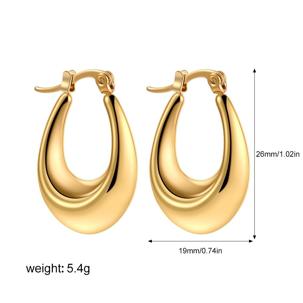 

Stainless Steel Geometric Round Chunky Hoop Earrings for Women 18K Gold Plated Statement Earring Lightweight Ear Zircon Bijoux