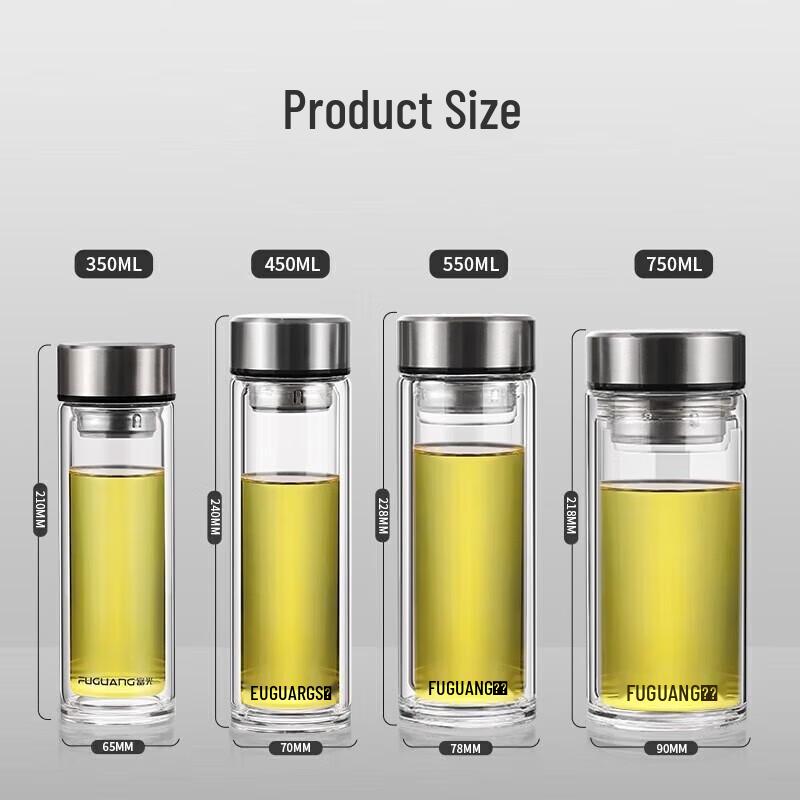 Fuguang Double-Layer Insulated Glass Tea Cup