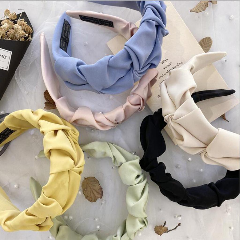 PROLY New Fashion Women Hairband Classic Wide Side Headband Flower Pleated Hairband Casual Hair Accessories Turban