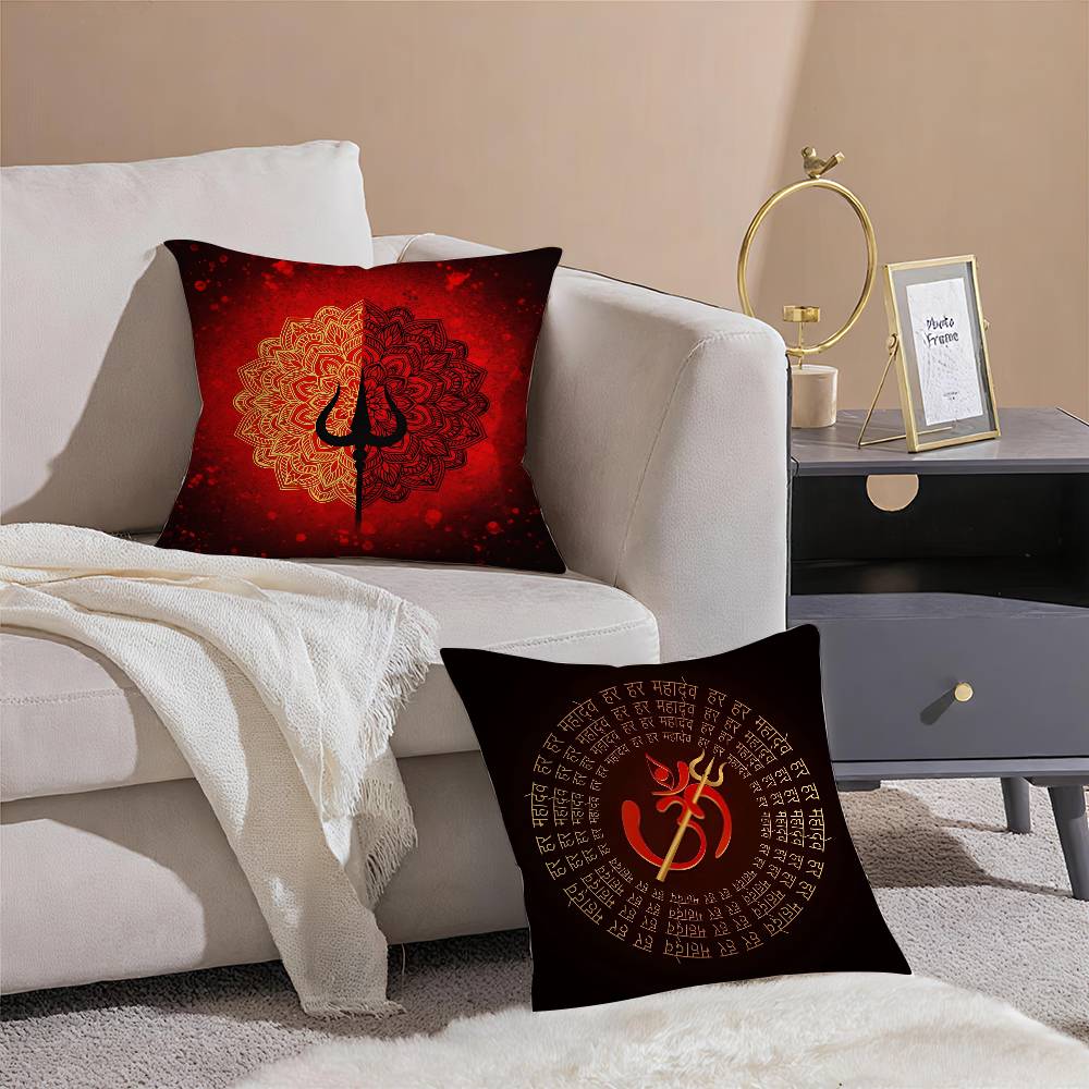 Shiva Classical Design Print Pillow Case Comfort Sofa Bed Silky Elegant Invisible Zipper Decorative Cushion Cover