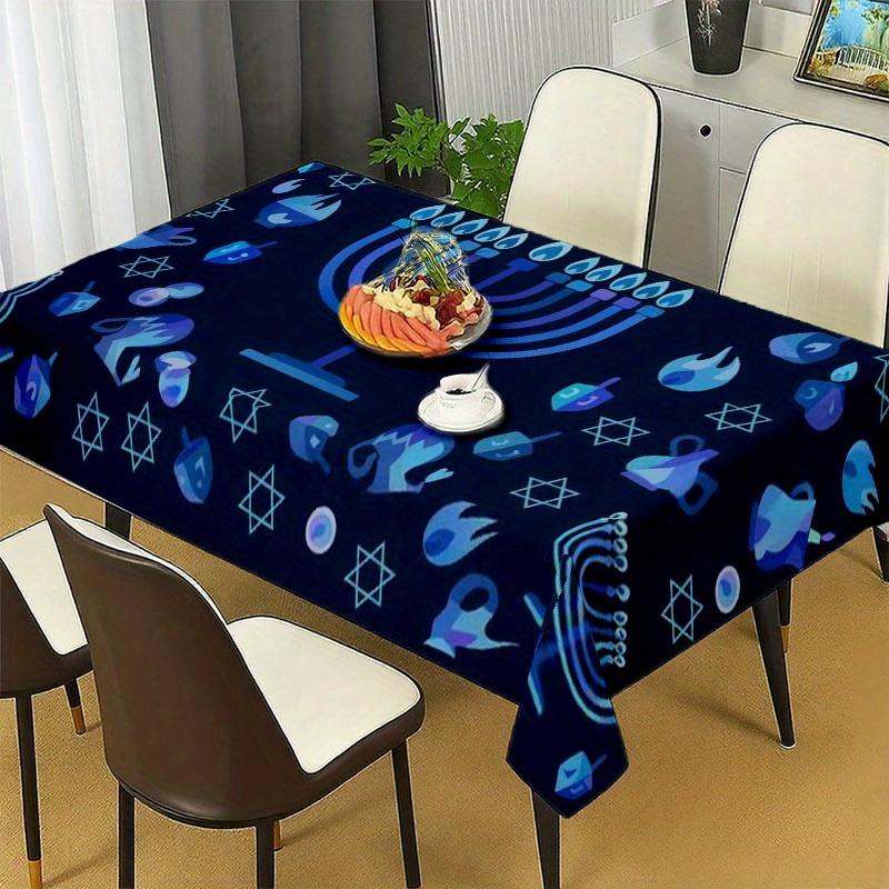 Jewish Menorah Rectangle Tablecloth for Table Decor Holiday Party Waterproof Reusable Table Cloth for Tables Kitchen Dining