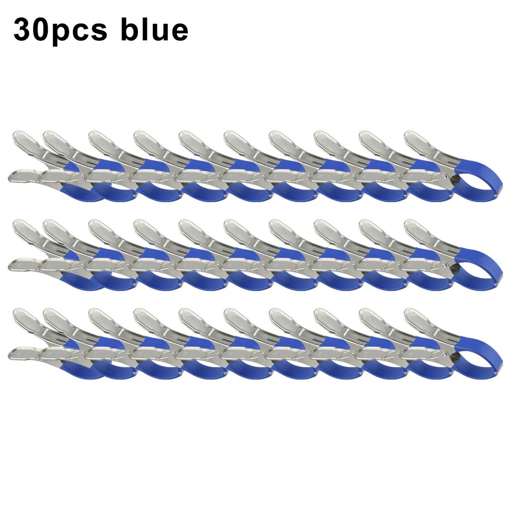 6/30pcs Stainless Steel Pool Cover Clips With Plastic Handles Heavy Duty Windproof Spring Clips For Secure Above