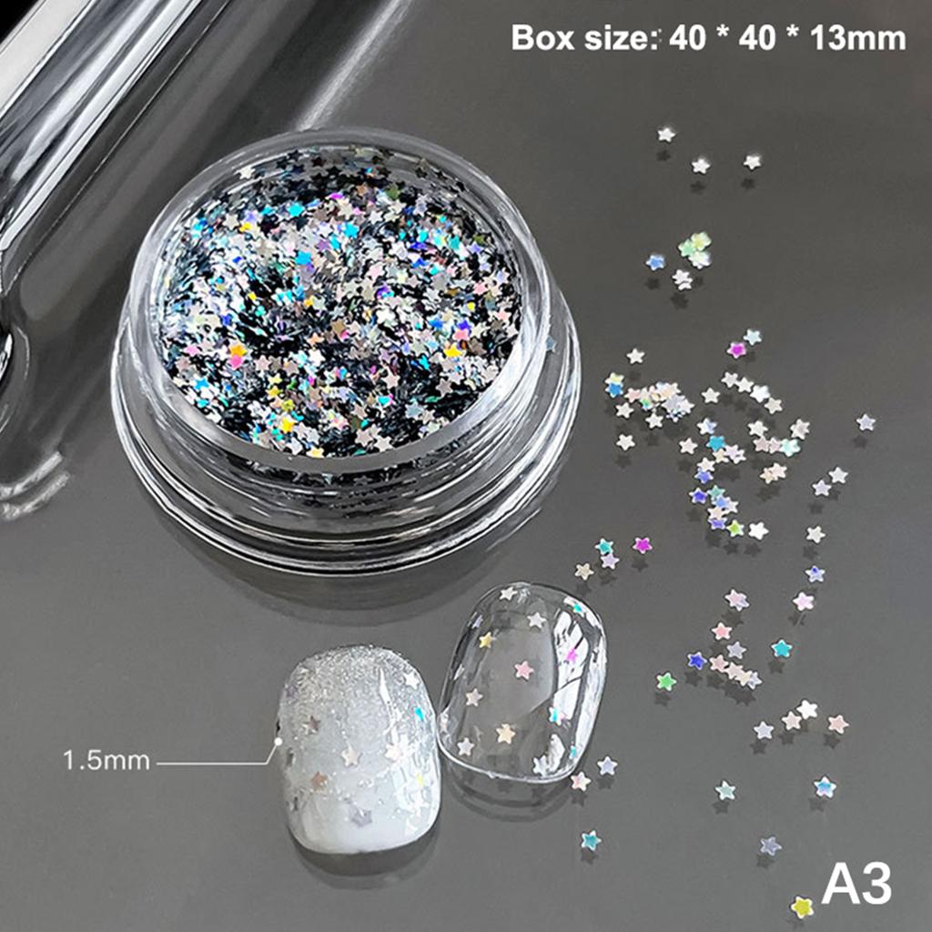1 Box 3D Shiny Star Nail Art Sequins Star Glitter Sequins Flakes DIY Manicure Ornaments Nail Supplies