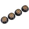 4 Stück Tonreglerknopf Transparent Glocke Lautstärke Musikinstrument Zubehör für Gitarre Bass Gold mit schwarzer Beschriftung
