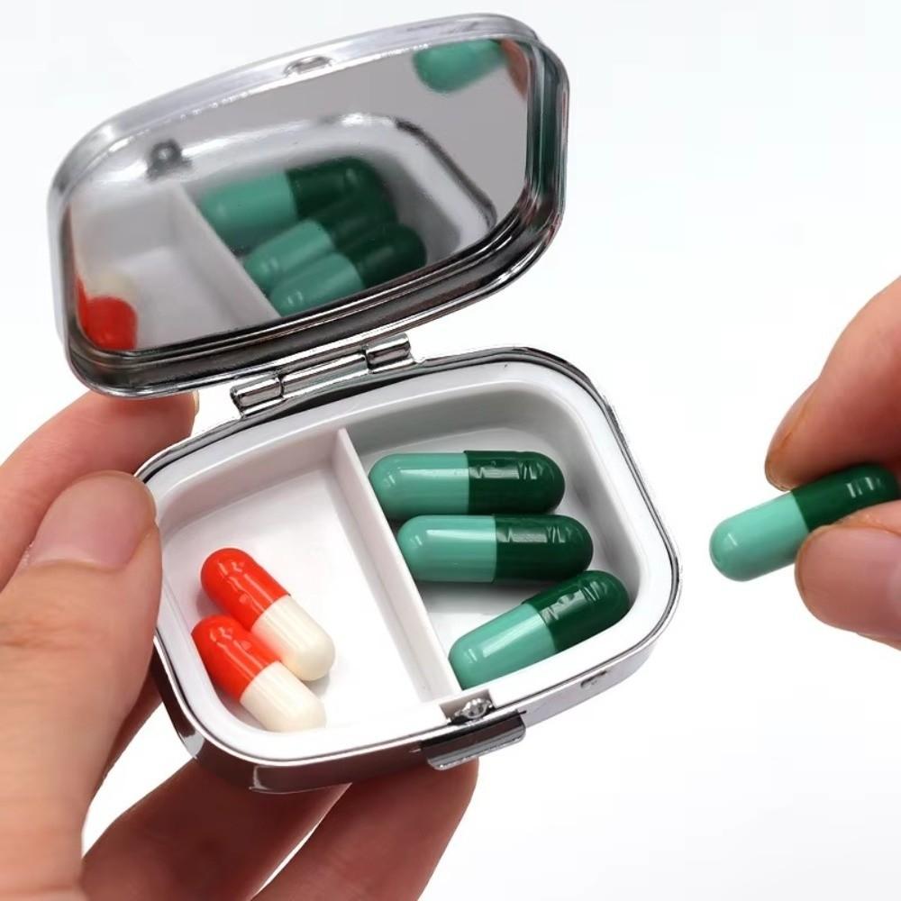 Sardine Print Pocket Pill Case 2 Compartments Travel Pill Container Medicine Storage