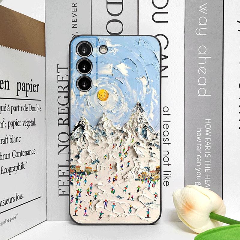 Oil Painting of Snow Scene Skiing Pattern Phone Case for OPPO Realme 14 Pro Plus 13+ 12 Lite 11 10 9 X7 PRO Ultra 5G Soft Cover