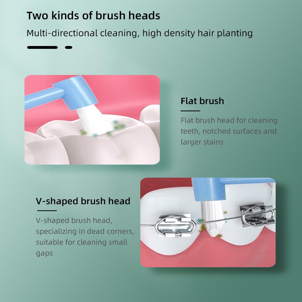 Double Head Single Bundle Orthodontic Toothbrush Interdental Cleaning Brush Portable Soft Bristles Tooth Cleaning Tool