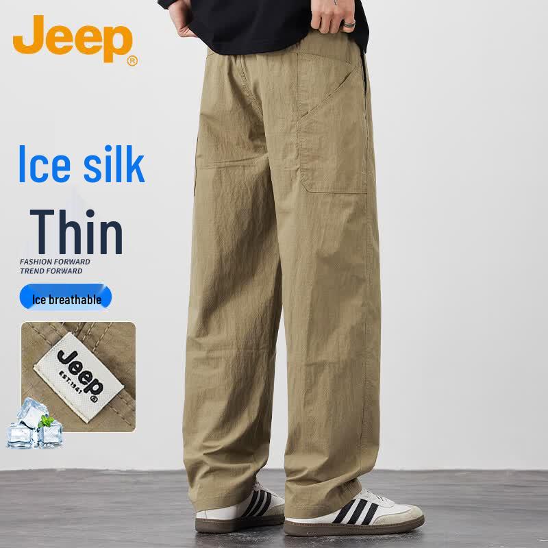 JEEP Men s Ice Silk Straight-Leg Casual Pants 2XL хаки