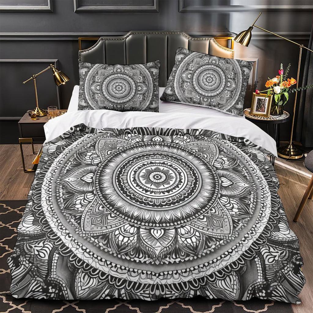 3D Digital Printing Mandala Series Quilt Cover Pillowcase Two Or Three-Piece Set Polyester Abraded