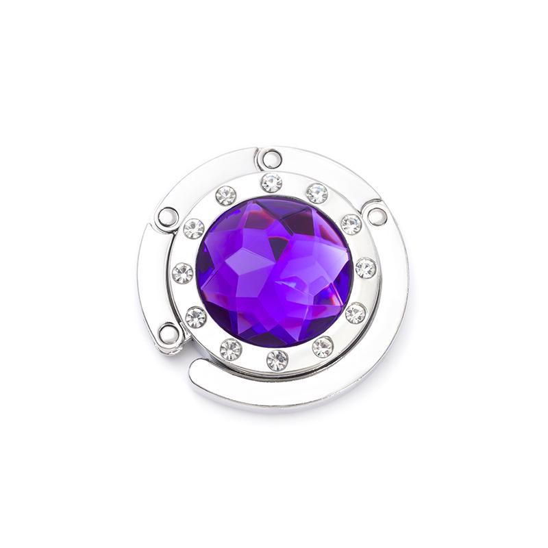 Round 12-Side Diamond Handbag Hook - Multi-Color Metal Hanger