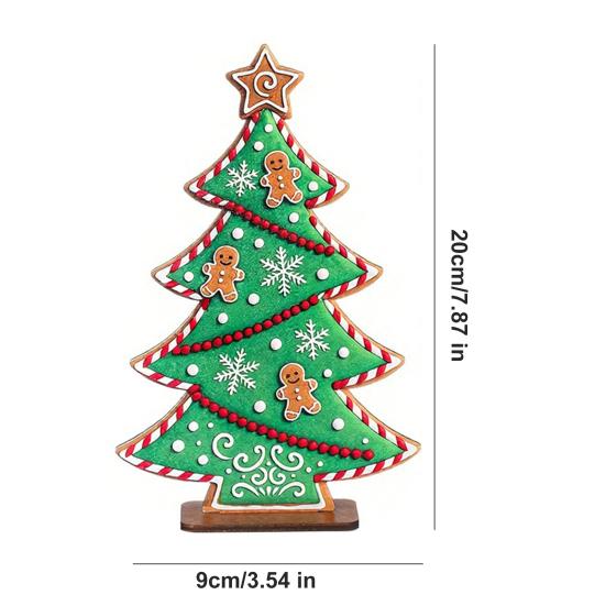 Yousheng Weihnachtsbaumschmuck Bonbonfarben Lebkuchenmann Design Holz Tischdekoration Wand Kaminregal Ornament Geschenk