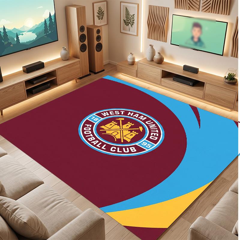 Tappeto in Velluto di Cristallo con Stampa del West Ham United Football, Comodo Assorbente d'Acqua Antiscivolo Tappeto per Pavimenti Interni