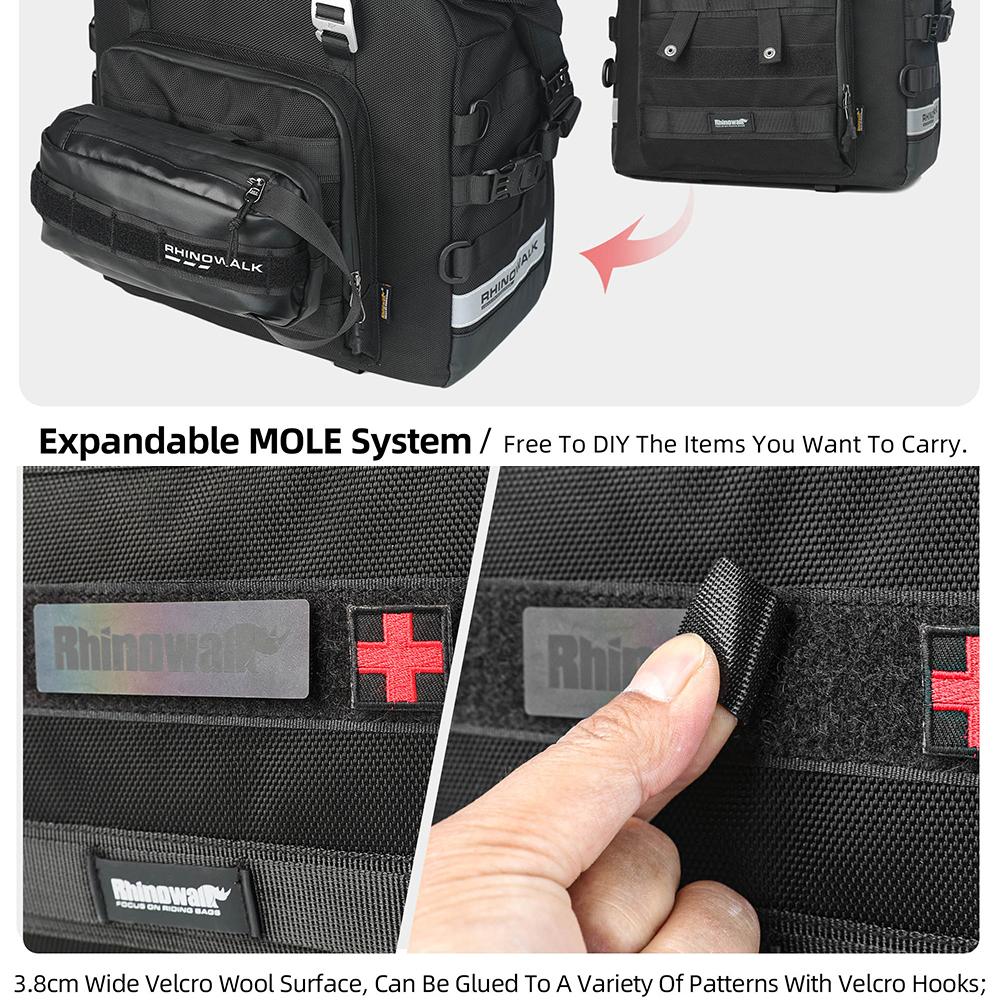 Rhinowalk Waterproof Motorcycle Saddle Bag Quick Release Luggage Bag Large Capacity Side Storage