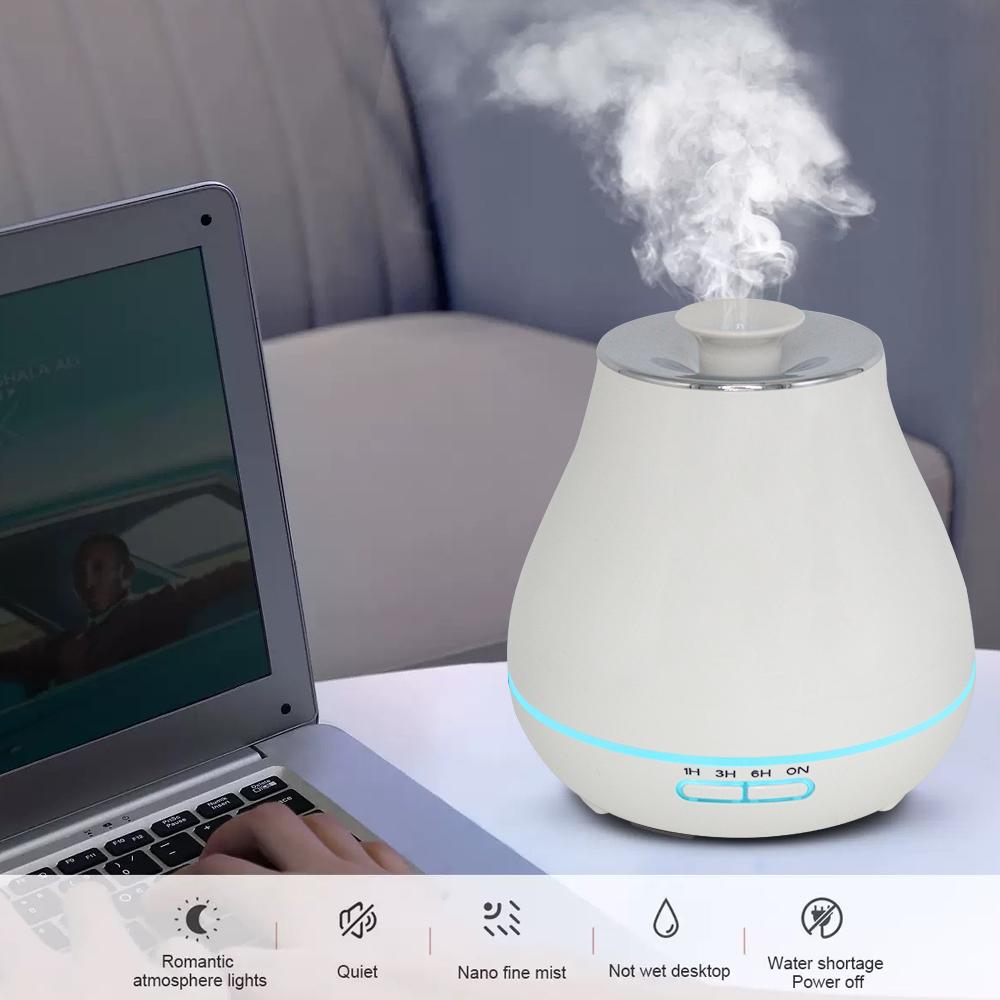 3 Colors Water Kettle Design Aromatherapy Humidifier 7-Color Night Lights Diffuser Auto Shutoff Timer & Ultra Quiet Operation