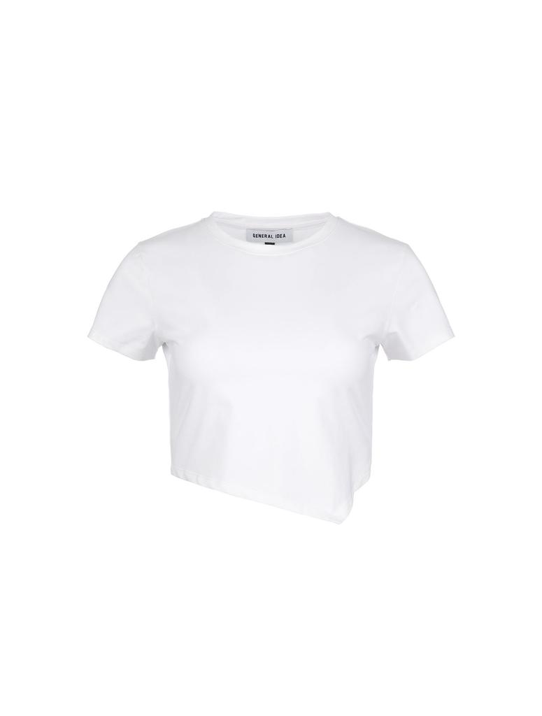 GENERALIDEA Asymmetrical Silket Crop Top [White] / Wbd1L01511