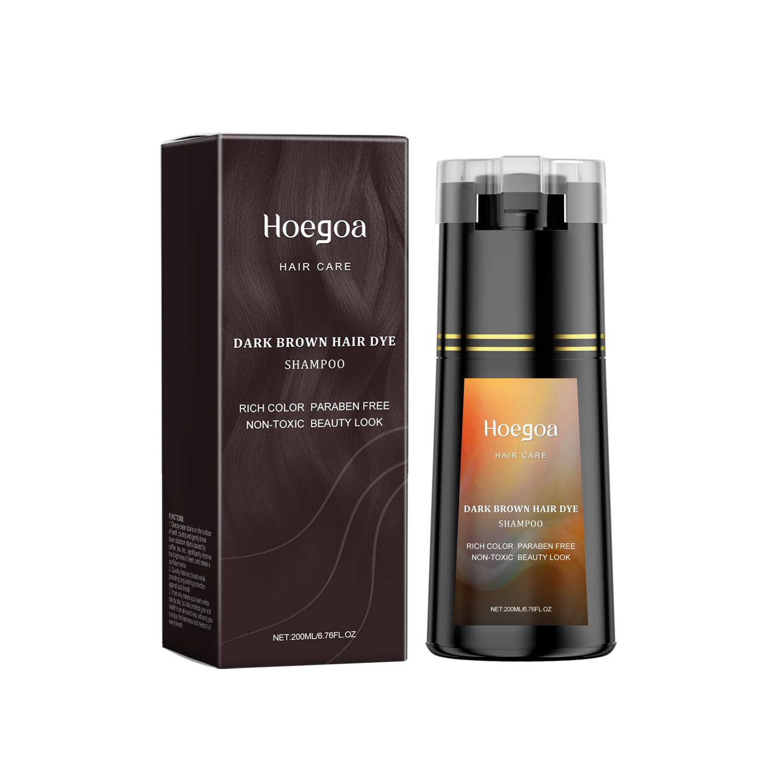 Hoegoa Hair Dye Shampoo Permanent Brown Natural Coloring Coverage Gray Hair Lasting Moisturizing Fluffy Hair Darkening Shampoo Brown