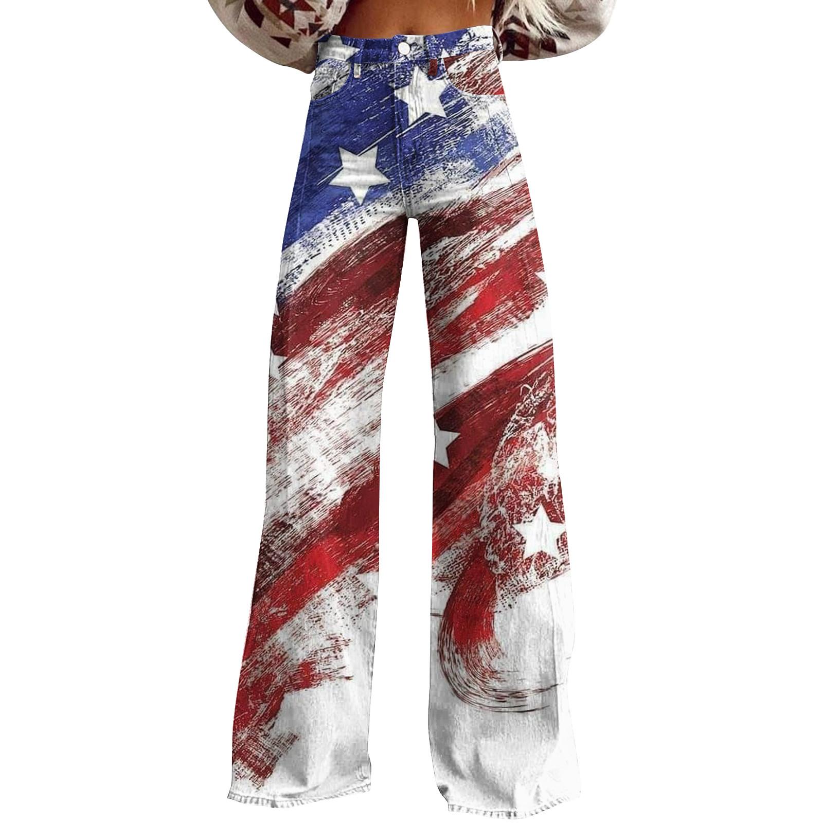 

Широкие расклешенные джинсы для женщин с карманами, мешковатые брюки с винтажным цветочным принтом и высокой талией, свободные брюки M красный