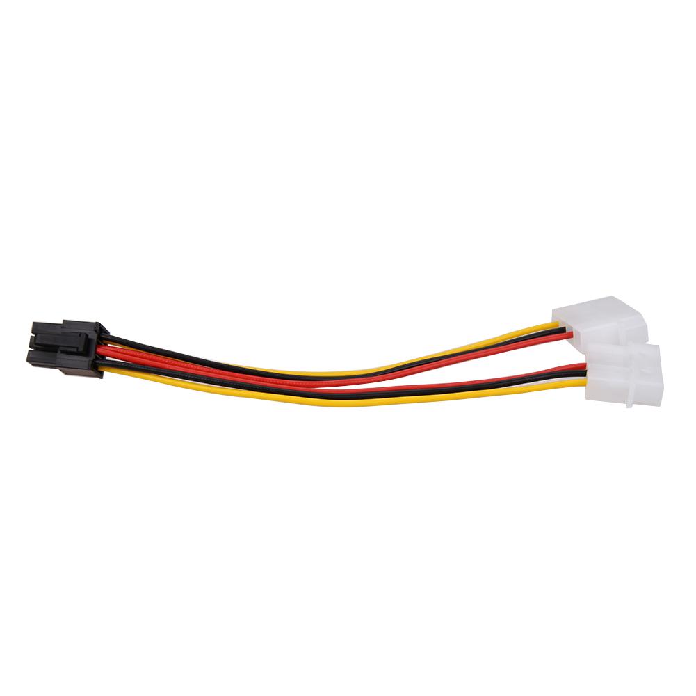 10PCS 2 IDE Dual 4pin Molex IDE Male to 6 Pin Female PCI-E Y Molex IDE Power Cable Adapter Connector for video card Dropship