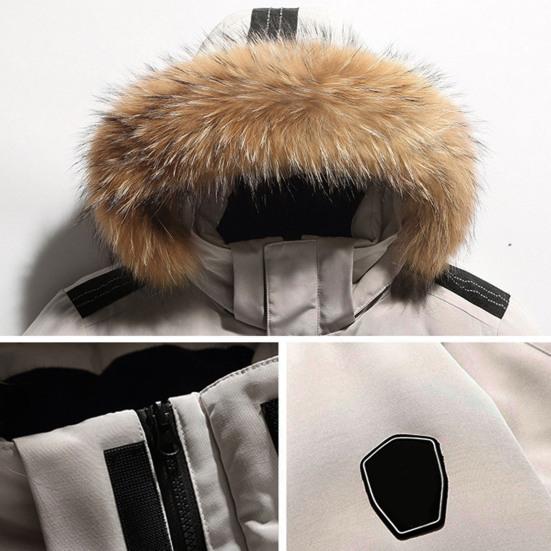 Giacca da Uomo Imbottita con Tasche Multiple Cappuccio con Bordo in Pelliccia Sintetica Manica Lunga