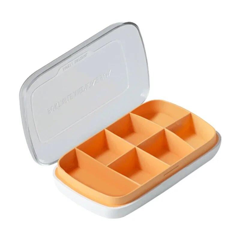 Medizinbox im nordischen Stil, transparent, mit gefrostetem Deckel, tragbar, 7 Fächer, großes Fassungsvermögen, versiegelt, für Reisen, 7 Tage, wöchentlich, Pillendose, Organizer